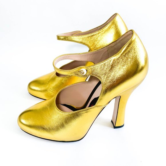 Rare authentic GUCCI Metallic Lesley Mary Jane Pumps - Picture 2 of 6